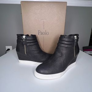 FRIEDA | Zip-Up Wedge Bootie with Sneaker Bottom in Leather